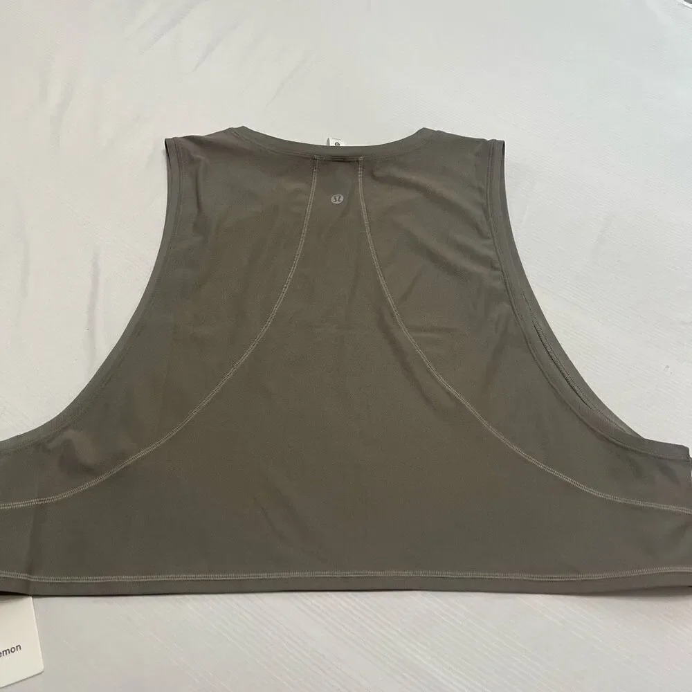 NWT Lululemon Muscle Love Crop Tank Tough Dark Olive Green Size 14 New
